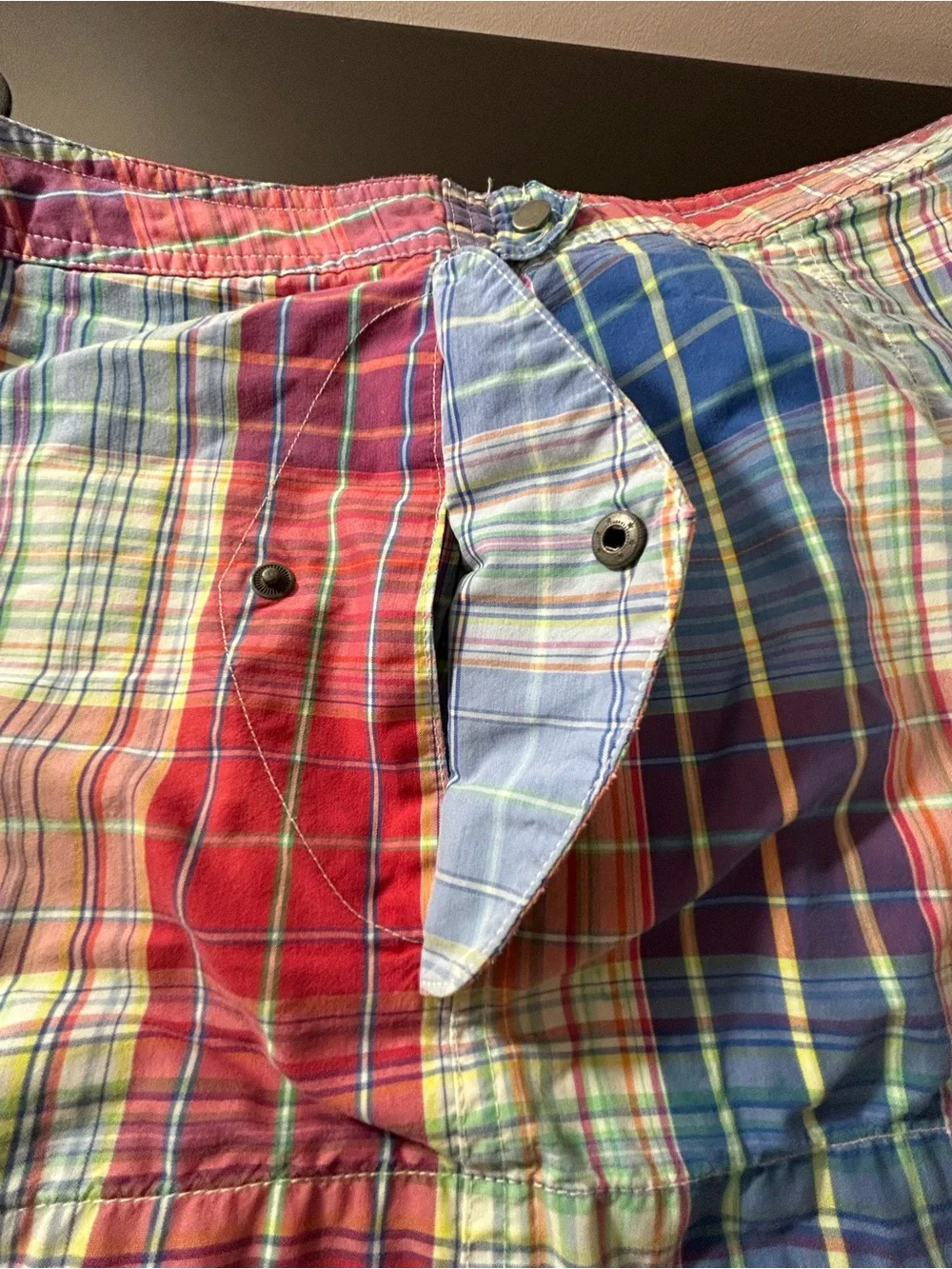 Polo Ralph Lauren Madras Plaid Cargo Swim Trunks Shorts Size 36 Summer Vacation
